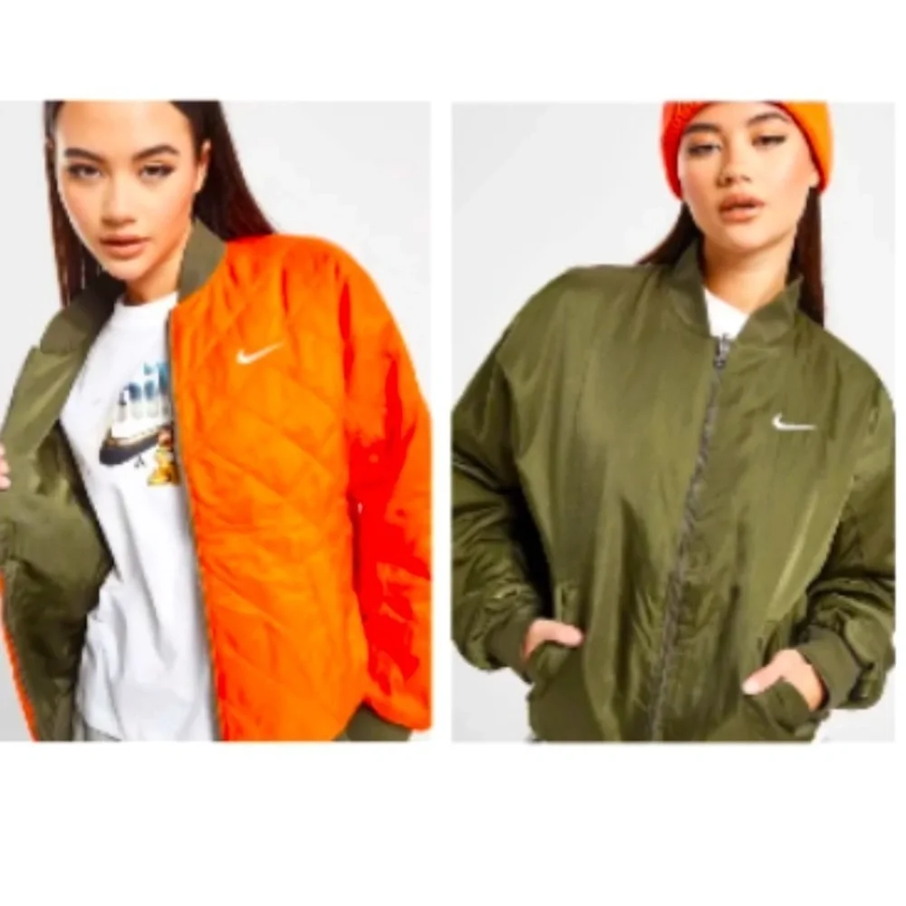 Nike NWT REVERSIBLE BOMBER ARMY GREEN / ORANGE LOGO holiday winter streetwear